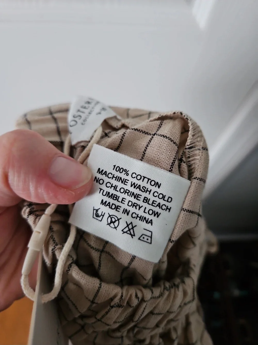 Fostered Kids Beige Grid Drawstring Chinos